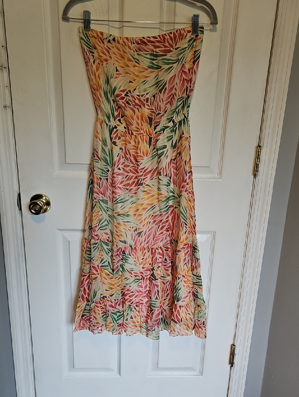 Diane Von Furstenber. Silk Vintage  Strapless Midi Dress in Multi-Color